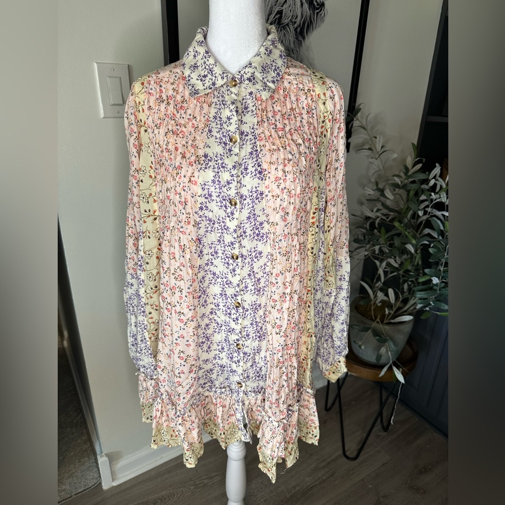 Free People floral mini dress/tunic, Size XS, NWT